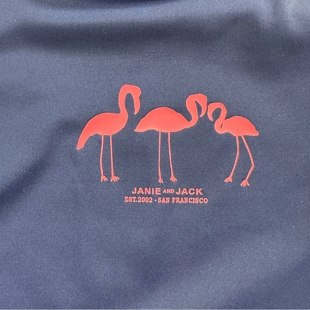 Janie and Jack Navy and Pink Flamingo Rashguard Sz 3-6M